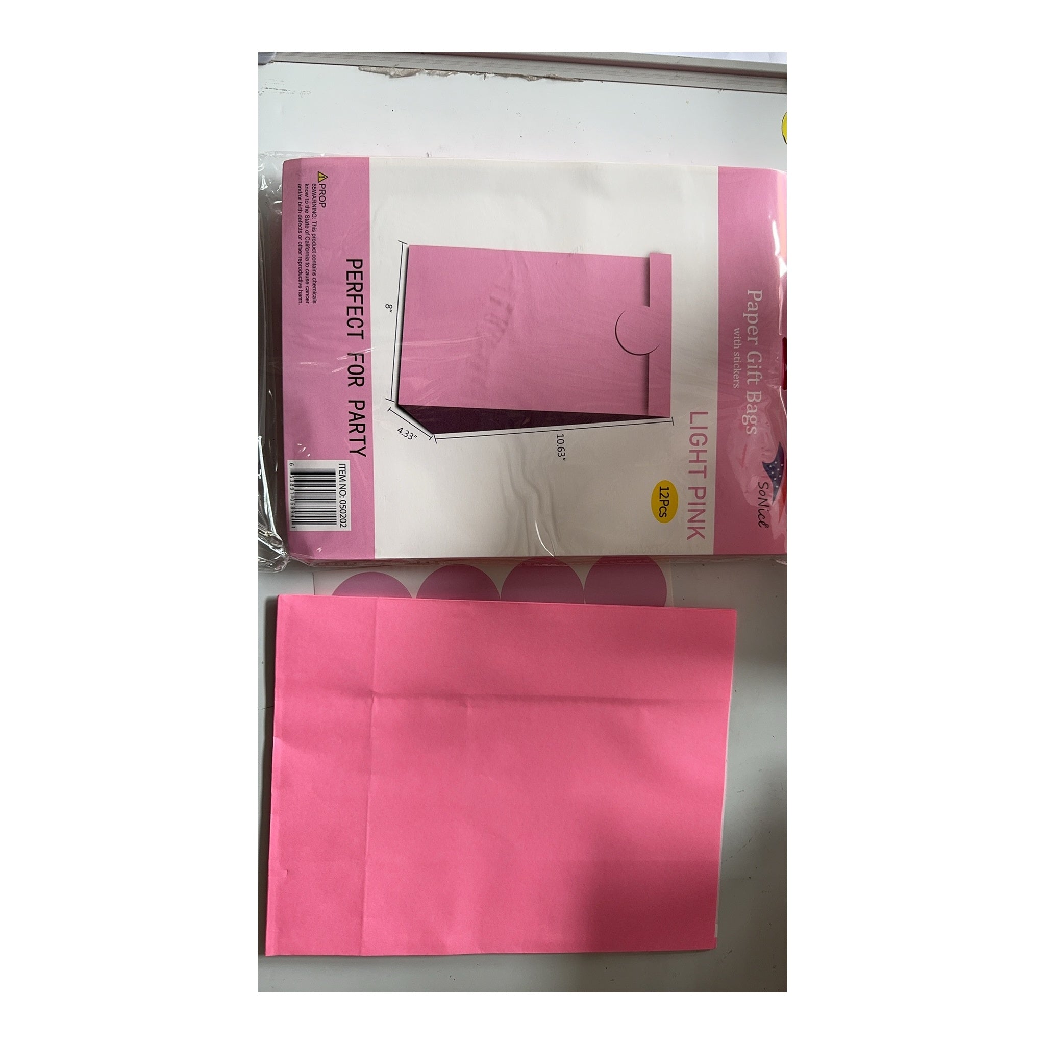 8X10" Craft bags With Stickers Light Pink